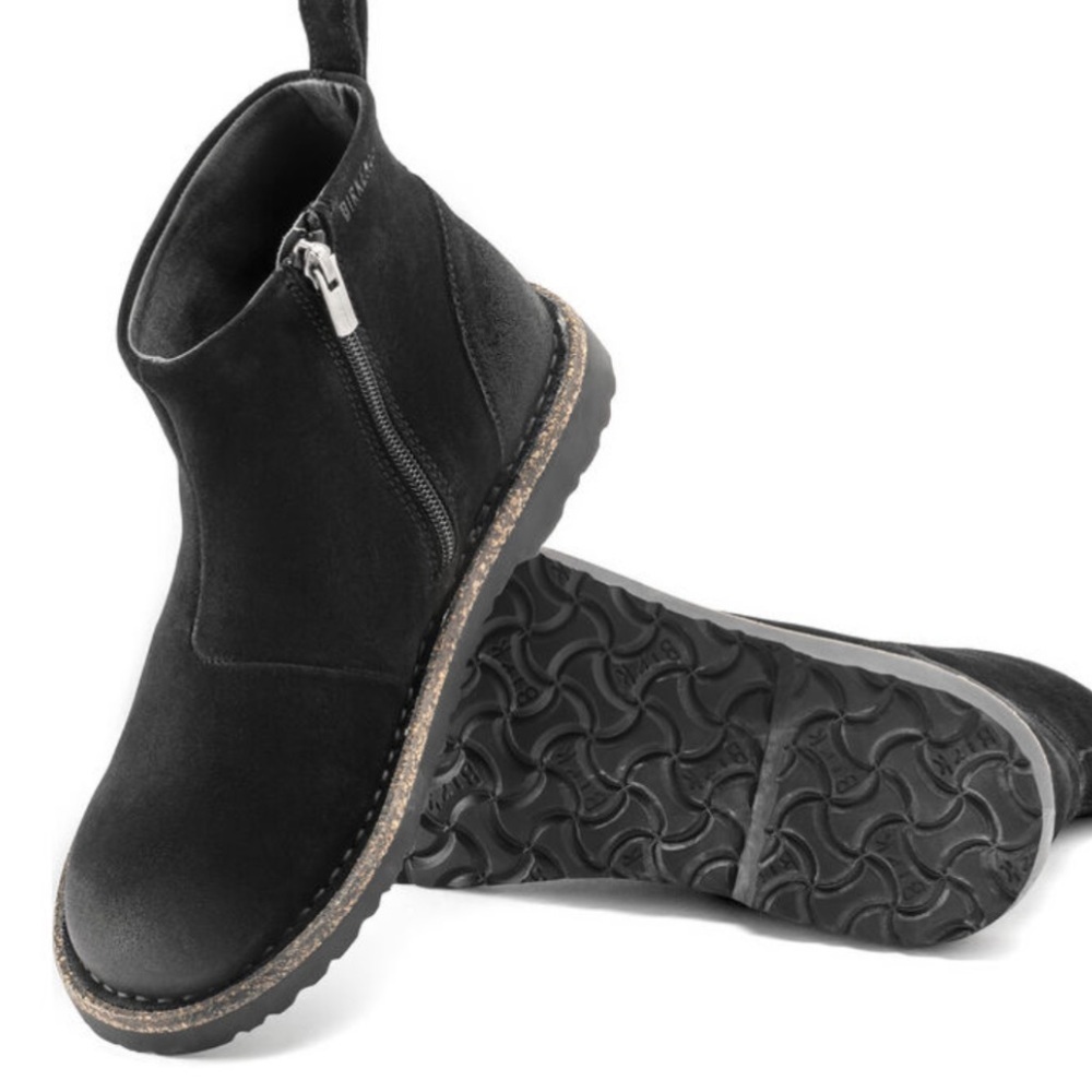 New Birkenstock Melrose Black Suede Leather Boot Size 38